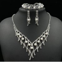 SET617 - Rhinestone Crown Bridal Necklace Set
